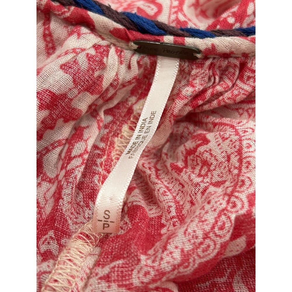 Free People Bandana Dress Tie Shoulder Maxi Red Floral Size S Boho Festival - Picture 10 of 12